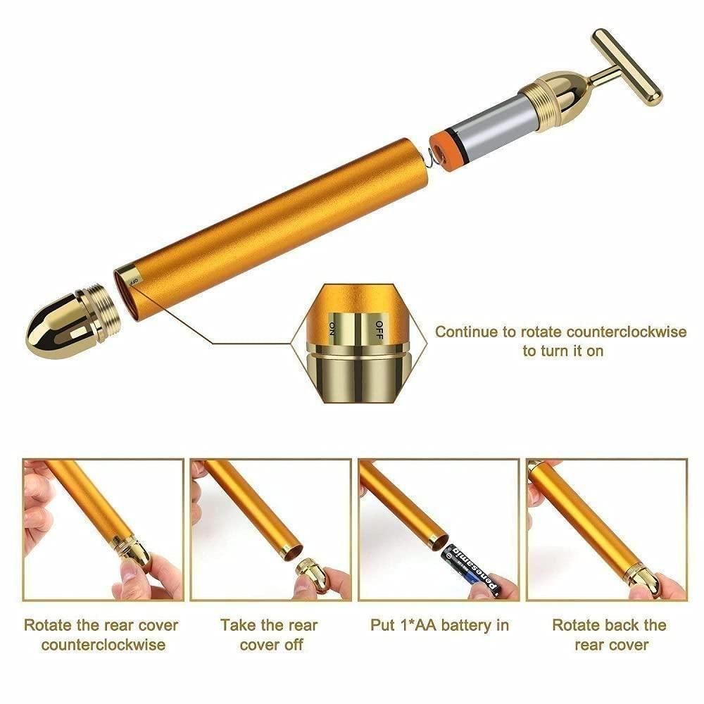 Luxury Skincare 24K Gold Energy Electric Facial Massager Roller (50% OFF)